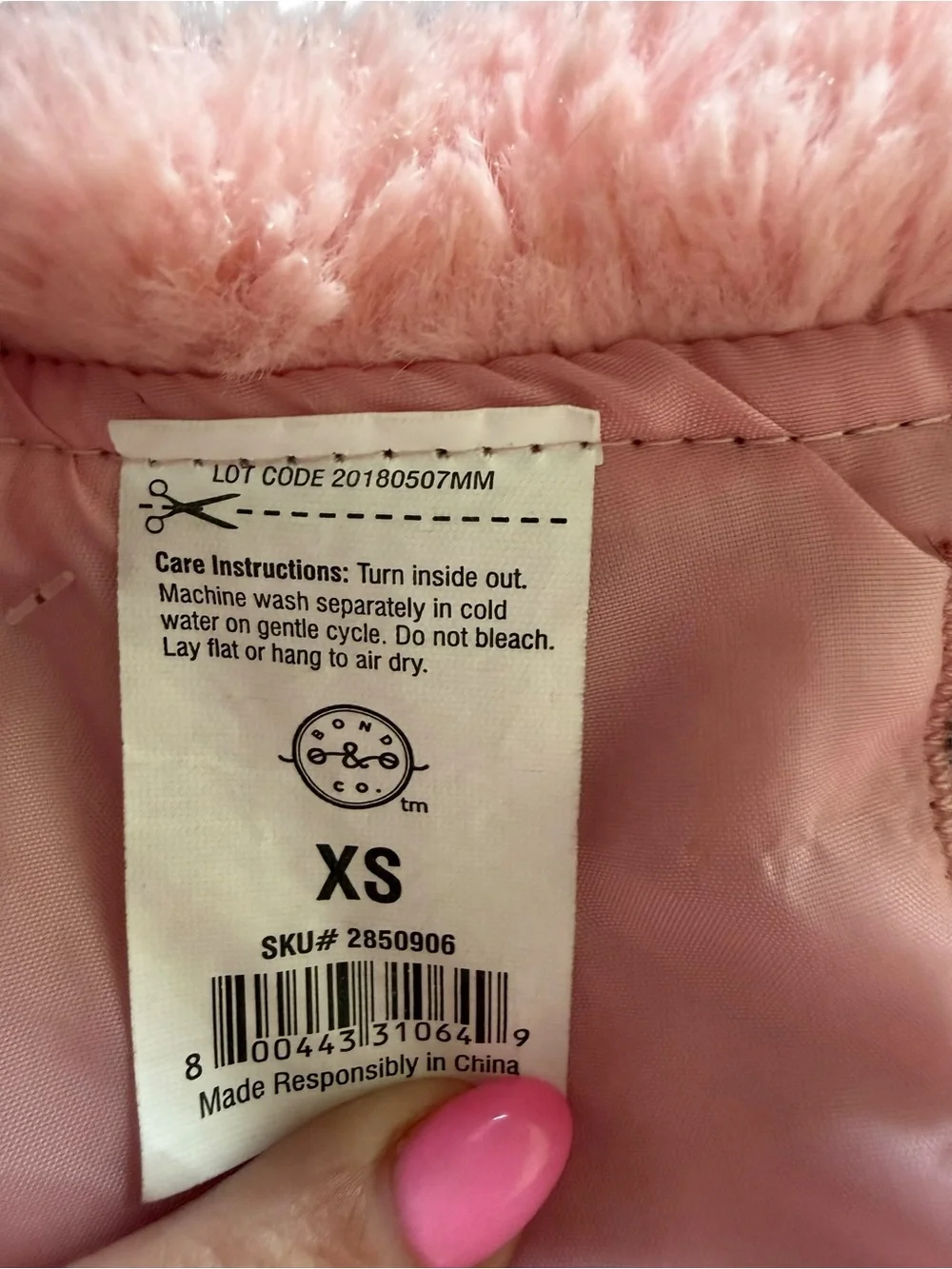 Bond & Co. Pink Faux Fur Dog Coat Jacket Bow Ruffle XS
